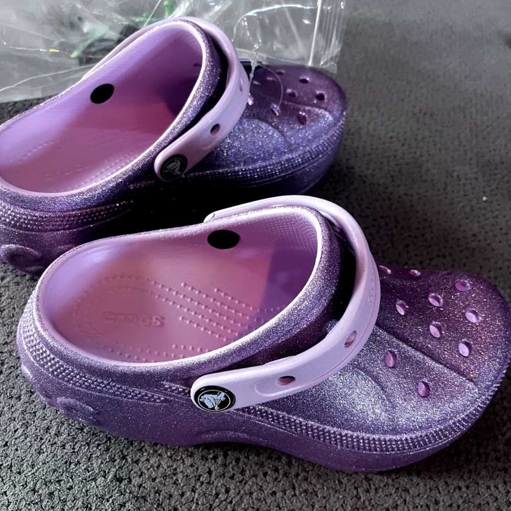 CROCS Glitter Iridecent Pink/ Purple  Clogs.